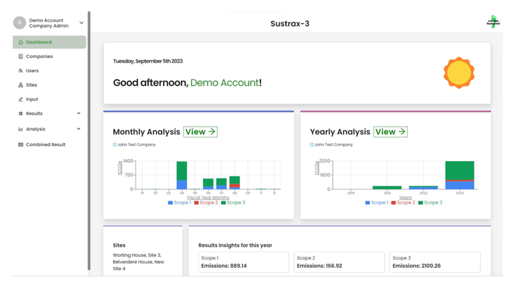 Sustrax Carbon Accounting Dashboard