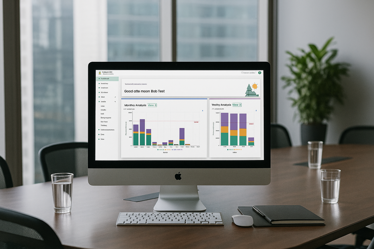 Sustrax MX software displayed on a screen in a boardroom