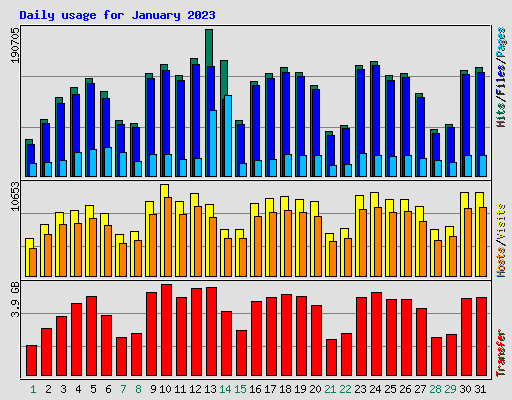 Daily usage for January 2023