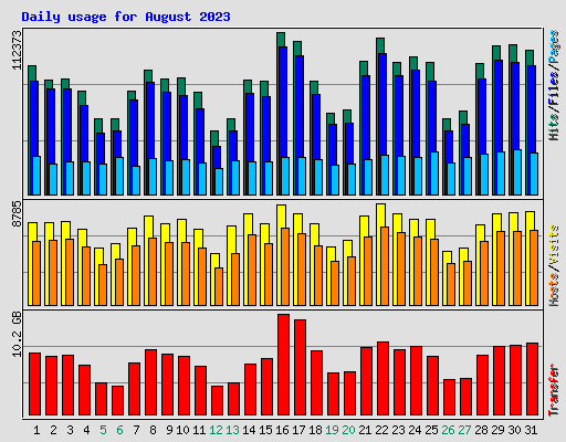 Daily usage for August 2023