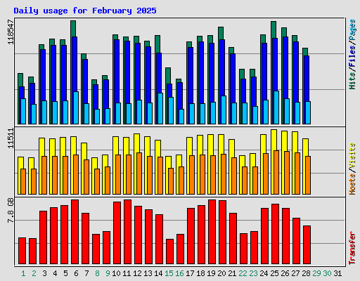 Daily usage for February 2025