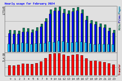 Hourly usage for February 2024