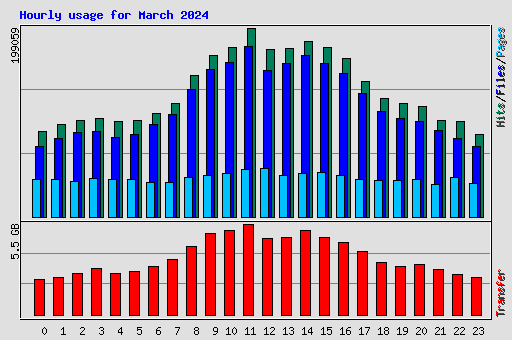 Hourly usage for March 2024